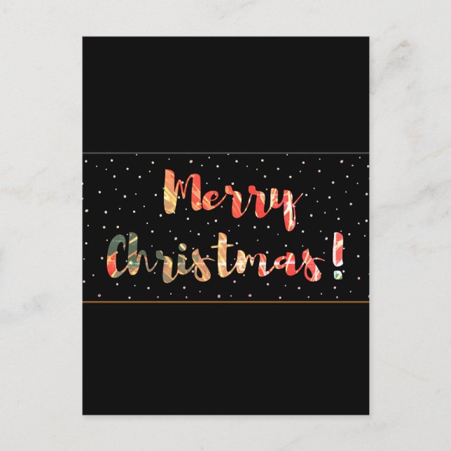 Postal Diseño Navideño Alegre Negro y Dorado (Anverso)