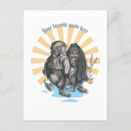 Postal Diseño nostálgico estilo retro de búhos de patinaj