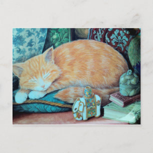 Postal Diseño para gatos y elefantes indios