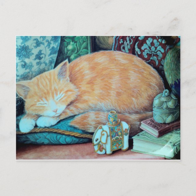 Postal Diseño para gatos y elefantes indios (Anverso)