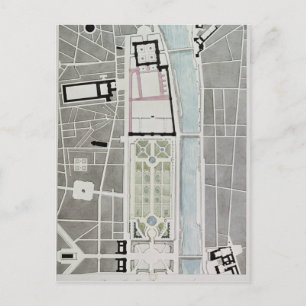 Postal Diseño para unir las Tullerías al Louvre
