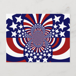 Postal Diseño Patriótico de Estrellas y Rayas de Estados 