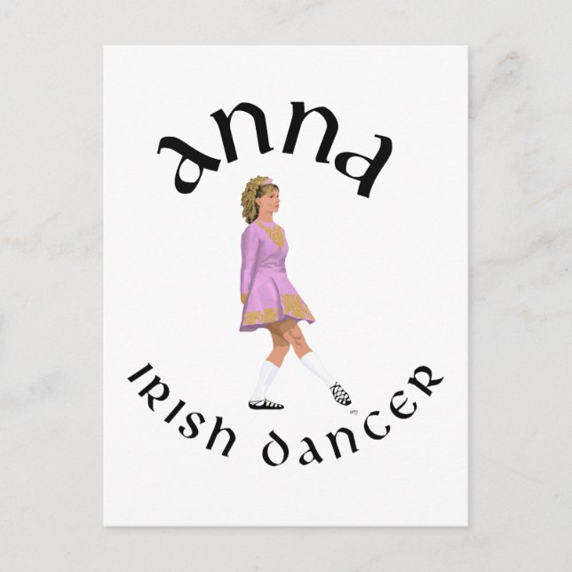 Postal Diseño personalizado de baile en irlandés ANNA (Anverso)