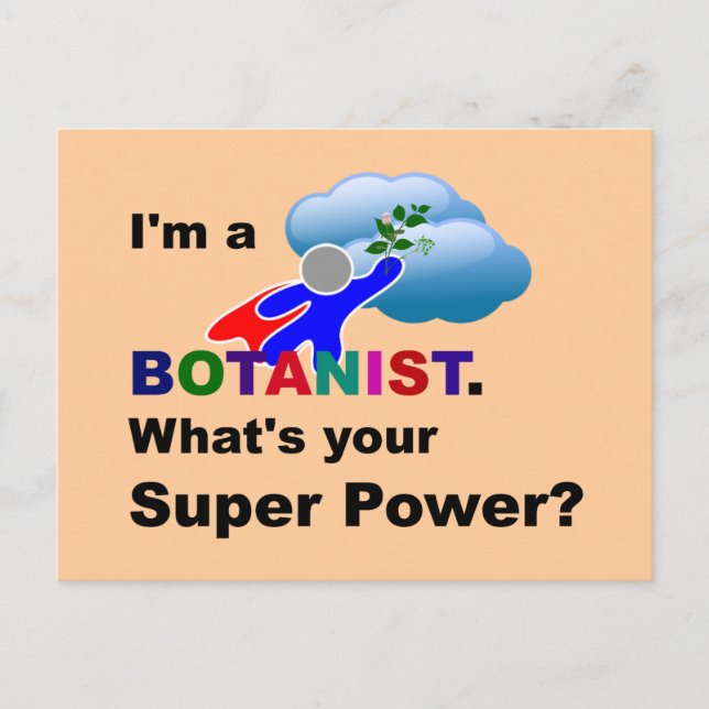 Postal Diseño personalizado de Botanist Superhero (Anverso)