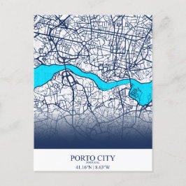 Postal Diseño personalizado de mapa de la ciudad de Porto