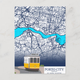 Postal Diseño personalizado de mapa de la ciudad de Porto