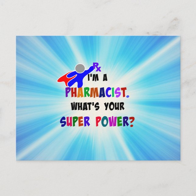 Postal Diseño personalizado de superhéroes farmacéuticos (Anverso)