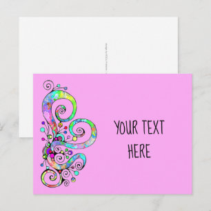 Postal Diseño pintado de mano cardíaca espiral 1