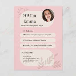 Postal Diseño Profesional de Doula Postparto Rosa Rubor