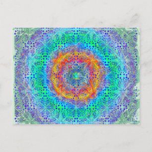 Postal diseño psicodélico del amanecer infinito