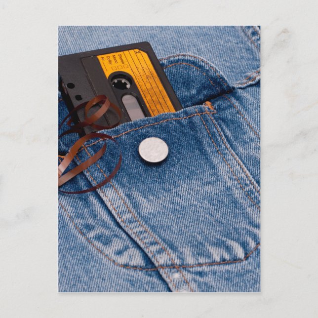 Postal Diseño Retro 80: cinta cassette de audio (Anverso)