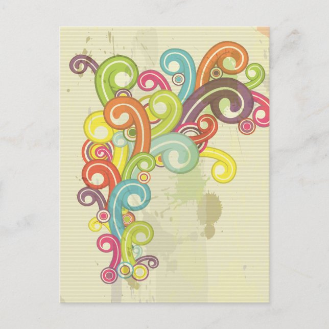 Postal diseño retro de color arcoiris colorido (Anverso)