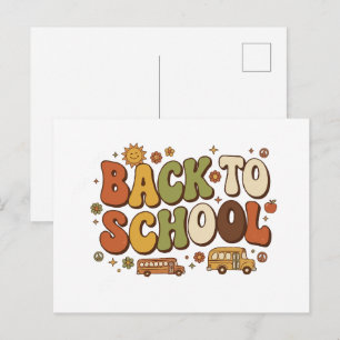 Postal Diseño Retro Groovy de Regreso a Clases