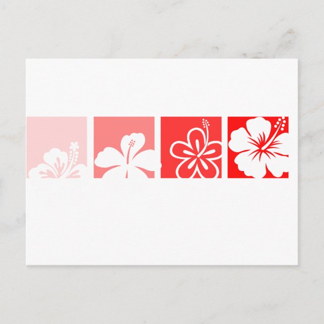 Postal Diseño rojo hibiscus pastel (Anverso)