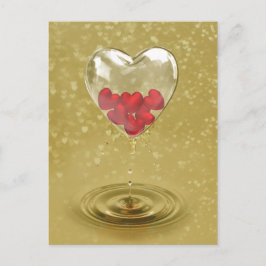 Postal Diseño romántico del corazón de vidrio