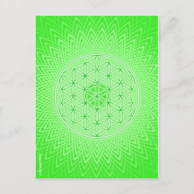 Postal Diseño sagrado psicodélico de Chakra del corazón (Anverso)