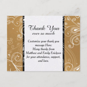 Postal Diseño Swirly Black, Gold y White
