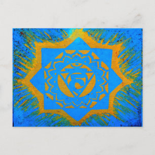 Postal diseño tántrico tibetano de oro azul