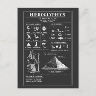 Postal Diseño tipográfico de jeroglíficos antiguos