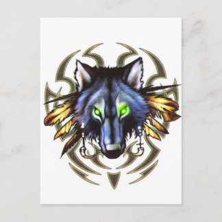Postal Diseño tribal del tatuaje del lobo