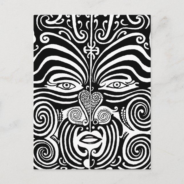 Postal Diseño tribal maorí antiguo del tatuaje de Moko (Anverso)