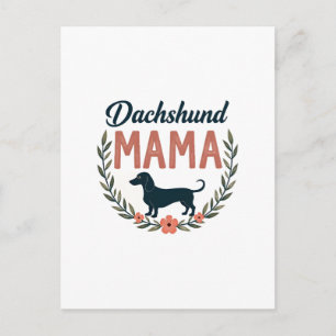 Postal Diseño vectorial de mamá Dachshund vintage amante 