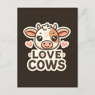 Postal Diseño vegan de las vacas amorosas - Ilustracion d