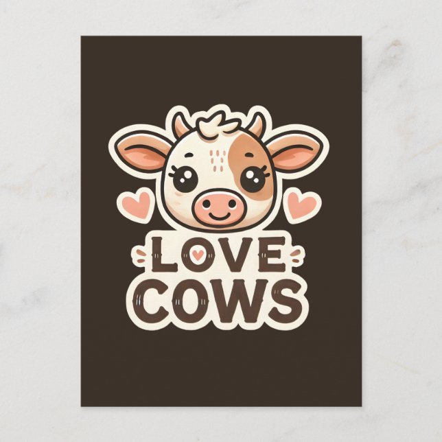 Postal Diseño vegan de las vacas amorosas - Ilustracion d (Anverso)