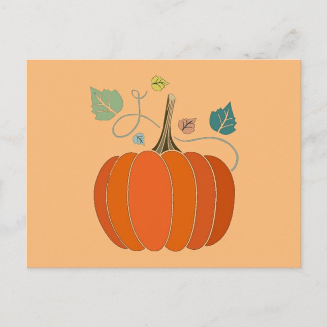Postal Diseño vegetal de calabaza creativa de Halloween (Anverso)