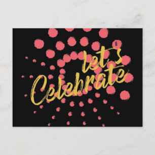 Postal Diseño vibrante, alegre y divertido de "Let's Cele