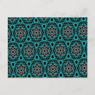 Postal diseño vintage blanco, negro, turquesa