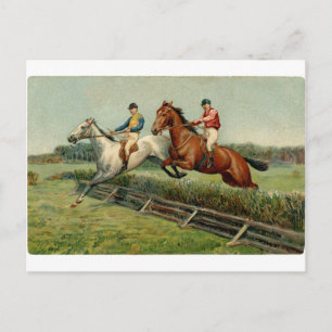 Postal diseño vintage de carreras de caballos