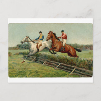 Postal diseño vintage de carreras de caballos