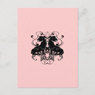Postal Diseño vintage de león rosa palo de cornejo