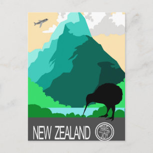 Postal Diseño vintage de Nueva Zelanda