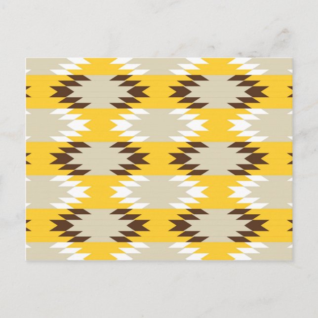 Postal Diseños Aztec Tribal Amarillo Marrón Nativo Americ (Anverso)