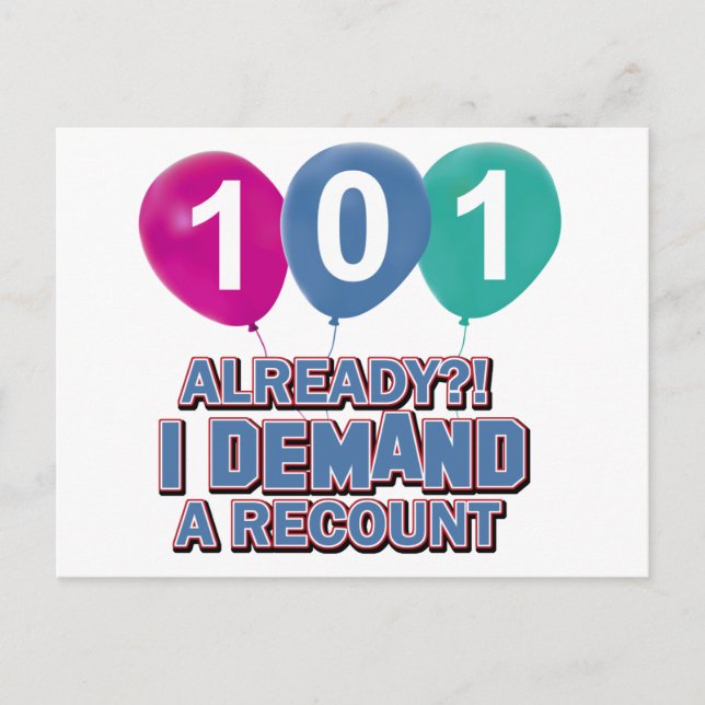 Postal diseños de cumpleaños de 101 años (Anverso)