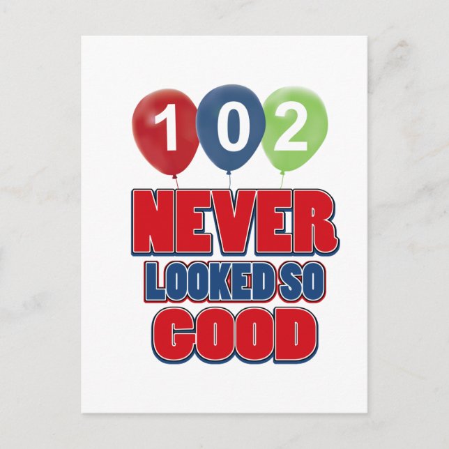 Postal Diseños de cumpleaños de 102 años (Anverso)