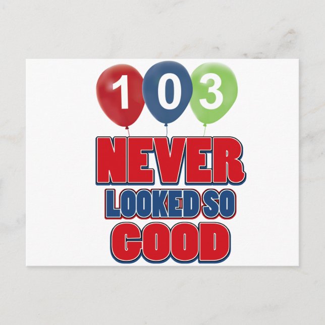 Postal Diseños de cumpleaños de 103 años (Anverso)