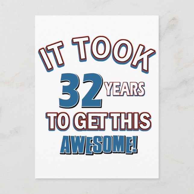 Postal diseños de cumpleaños de 32 años (Anverso)