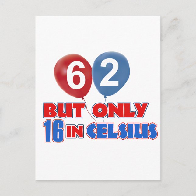 Postal diseños de cumpleaños de 62 años (Anverso)