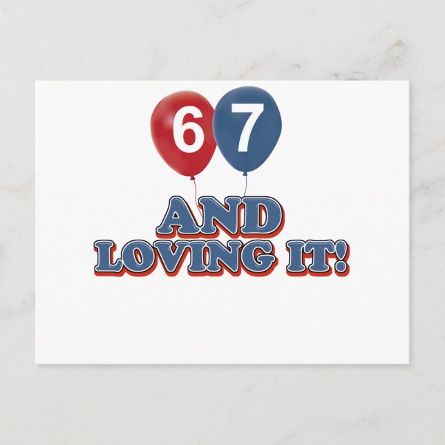 Postal Diseños de cumpleaños de 67 años (Anverso)