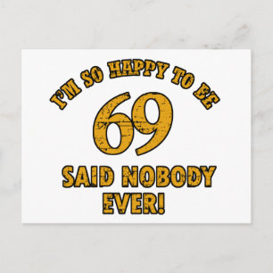 Postal Diseños de cumpleaños de 69 años