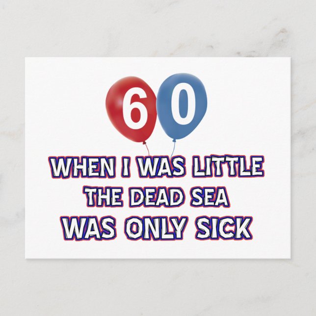 Postal diseños de cumpleaños de mar muerto de 60 años (Anverso)