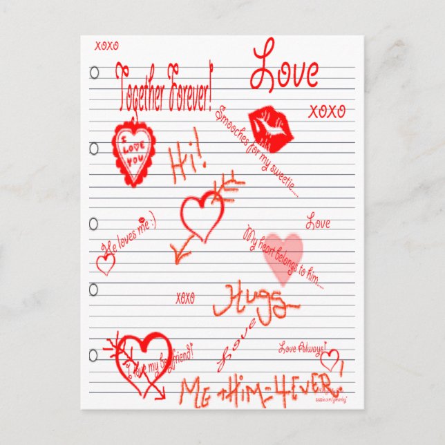 Postal Diseños De Gina Love Doodles Postcard (Anverso)