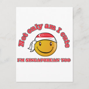 Postal Diseños de la bandera de Singapur