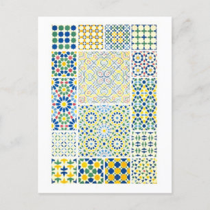 Postal Diseños de mosaico geométrico de la Alhambra en Es