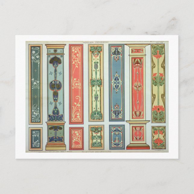 Postal Diseños de panel, placa XII de "Ornamento moderno" (Anverso)