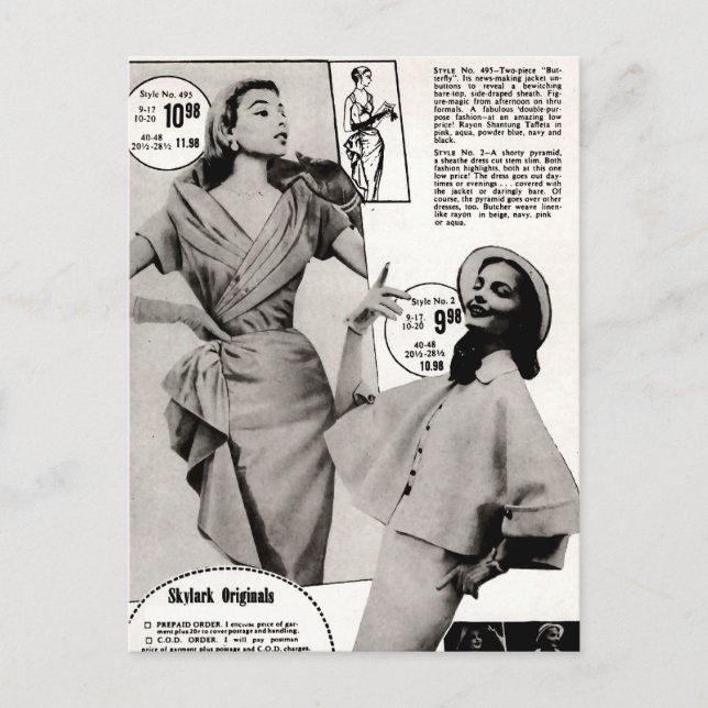 Postal Diseños de vestir originales Skylark (Anverso)