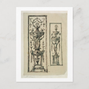 Postal Diseños esbozados para paneles ornamentales (pluma